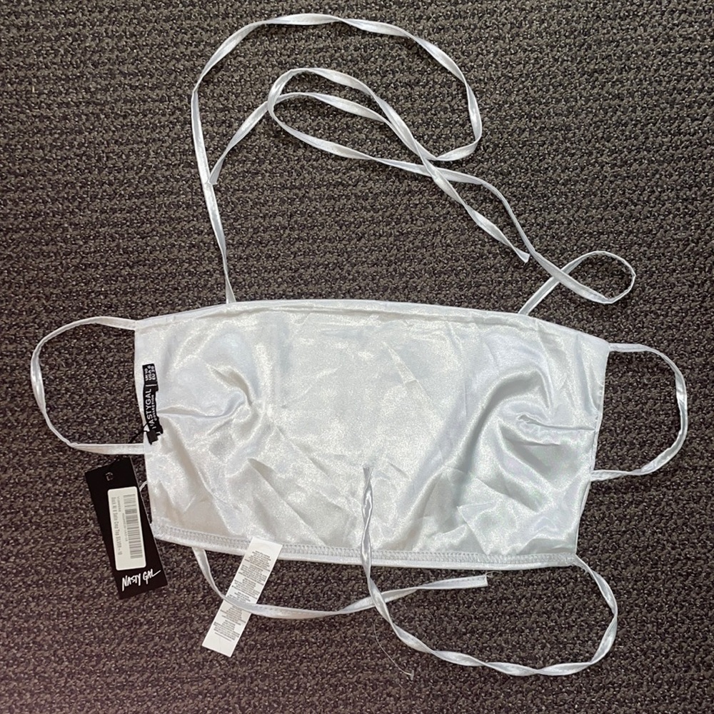 Nasty Gal - Never Worn - White Silk Crop Top